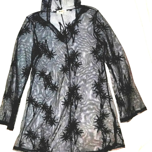 𝅺NWT Black swim cover up with hood - Picture 1 of 4